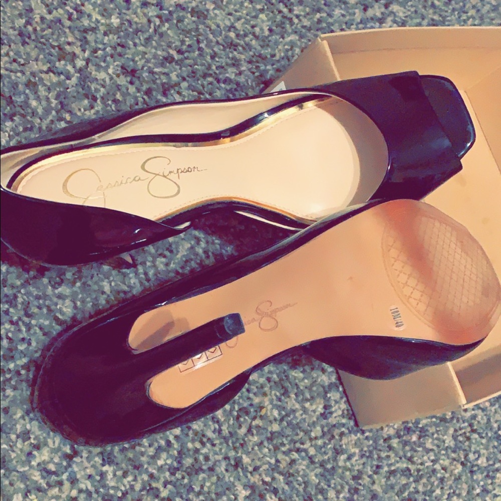 Black patent platform shoes